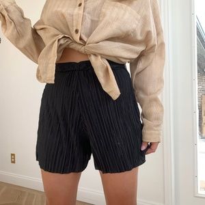 PLT Pleated Black Shorts
